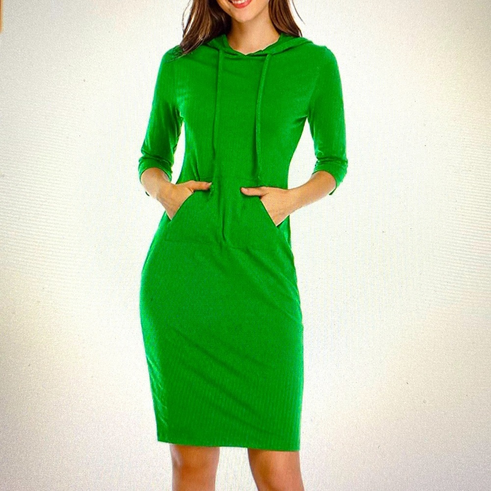🍀Hoodie Dress Knee Length